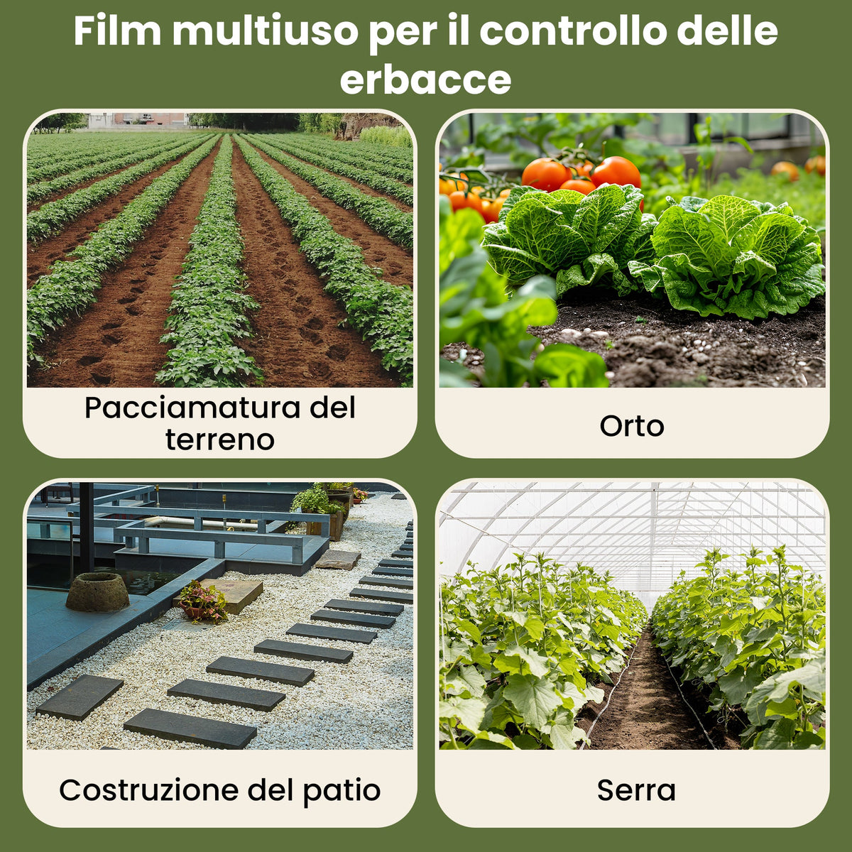 Tessuto per il controllo delle erbacce: pile nero resistente ai raggi UV con 50 ancoraggi