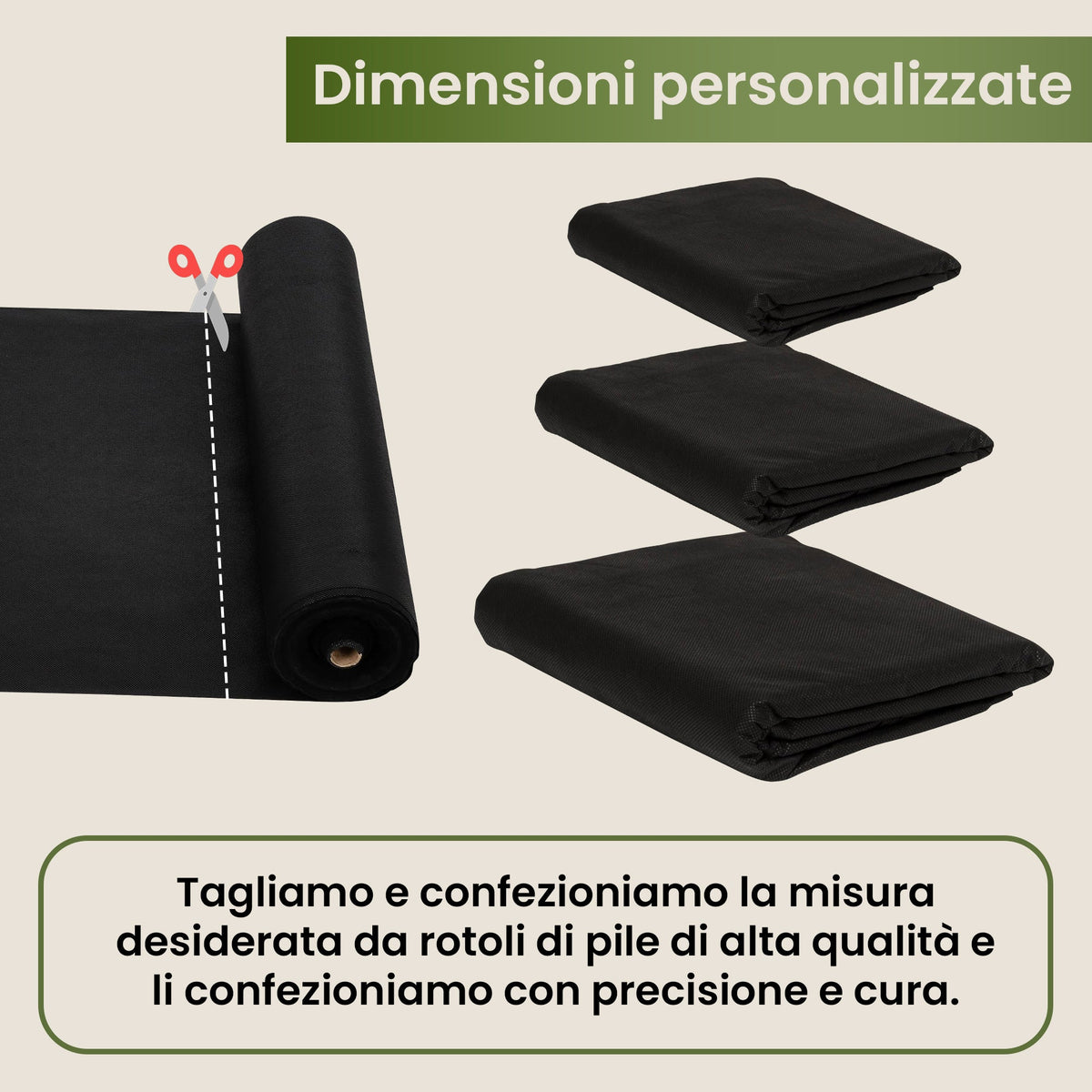 Tessuto per il controllo delle erbacce - Pile nero, permeabile all'acqua, resistente ai raggi UV - Venduto al metro
