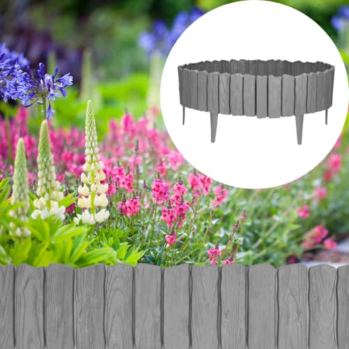 GARDENIX 2.3 m Wood Effect Flower Bed Edging Lawn Edging Garden Palisade Fence