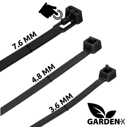 GARDENIX Pflanzenbinder, Kabelbinder 100 Stück Wiederverwendbar, Verstellbarer Schwarz