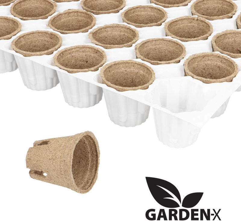 Carregar imagem no visualizador da Galeria, GARDENIX Propagation plate with saucer with 40 seed pots made of peat (round, diameter 6 cm x 5 cm)
