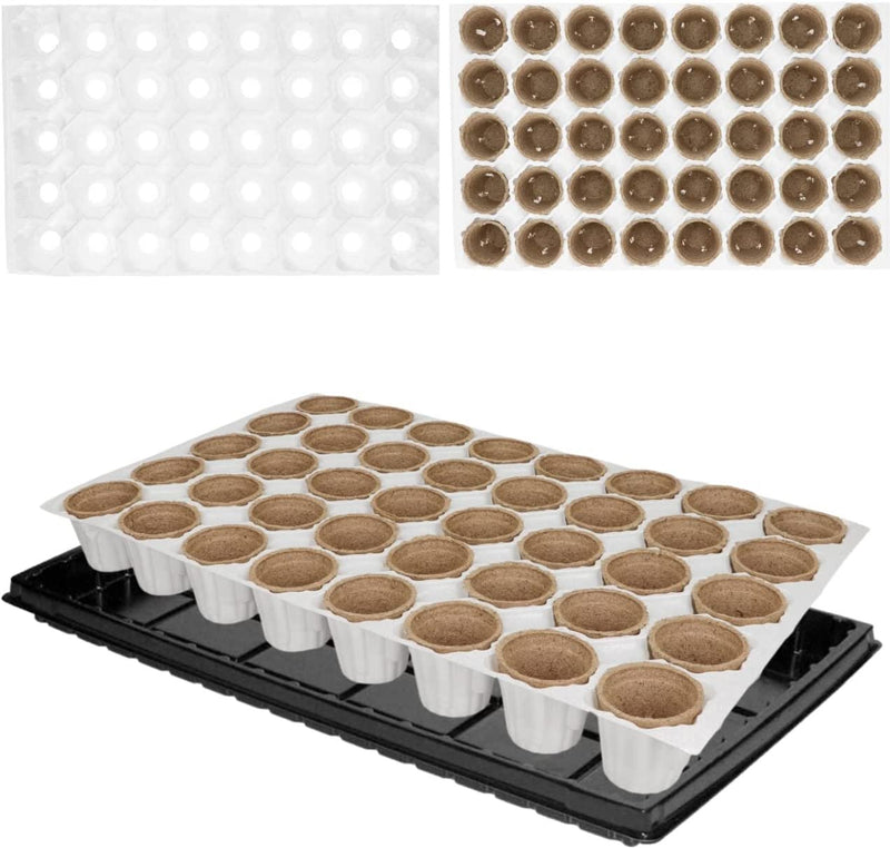 Załaduj obraz do przeglądarki galerii, GARDENIX Propagation plate with saucer with 40 seed pots made of peat (round, diameter 6 cm x 5 cm)
