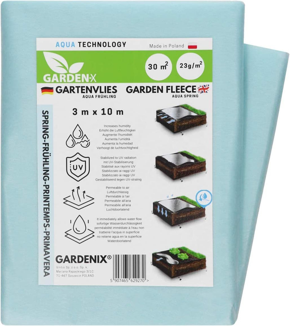 GARDENIX Frühling Gartenvlies Aqua mit sehr hoher Wasserdurchlässigkeit, zur Abdeckung von Gemüsebeeten, UV-Stabilisierung