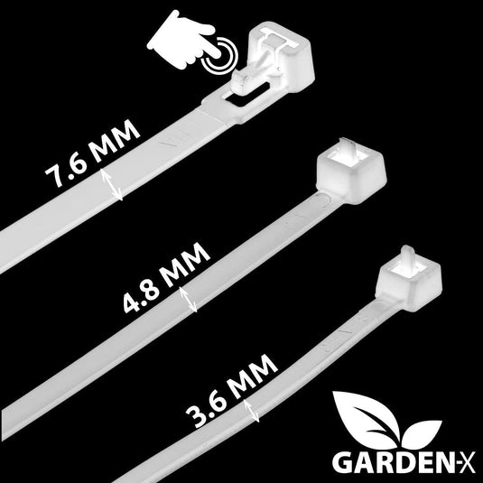 GARDENIX Pflanzenbinder, Kabelbinder 100 Stück Wiederverwendbar, Verstellbarer Weiß